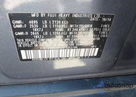 2015 Subaru Outback 2.5I Limited z USA, uszkodzony, nr VIN 4S4BSBNC8F3253748